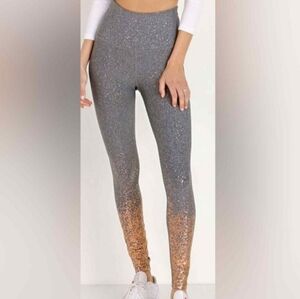 Beyond Yoga Alloy Ombre Gold Silver Metallic High Rise Leggings Womens